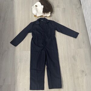 Michael Myers Kids Costume with Navy Blue Coverall Jumpsuit and Mask